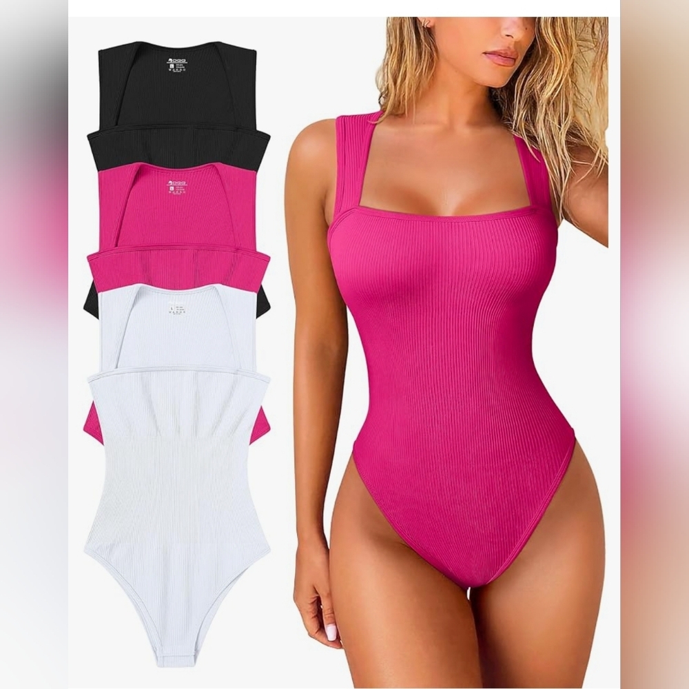NEW OQQ Bodysuits. 3 Pack Size Small. Brand New. Shapewear, Ribbed, Squa…